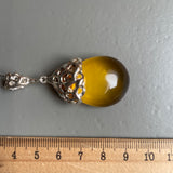 Natural Amber Pendant 925 Sterling Silver Made in Eu Baltic Gemstone 14.5g