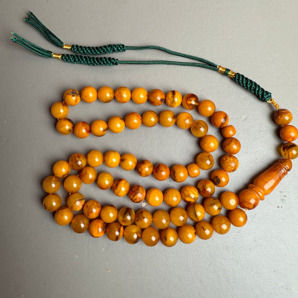 Handmade Antiq Amber Misbaha Tasbih Islamic Prayer Beads 8.5mm 26.5g