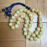 Handmade White Amber Misbaha Tasbih Islamic Prayer Beads 12.2mm 44.8g