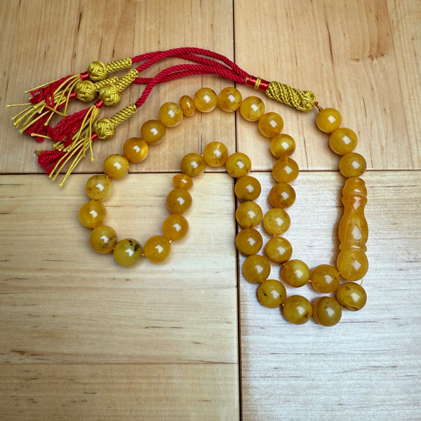 Handmade Antiq Amber Misbaha Tasbih Islamic Prayer Beads 10.7mm 33g