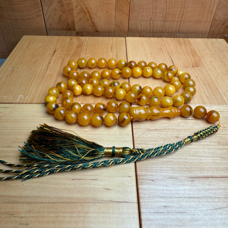 Handmade Antiq Amber Misbaha Tasbih Islamic Prayer Beads 9.4mm 33g
