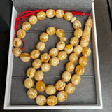 Handmade White Amber Misbaha 12x14mm 57,32g 45 beads LAB certificate