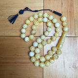Handmade White Amber Misbaha Tasbih Islamic Prayer Beads 11.5mm 45.6g