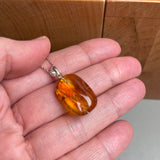Natural Amber Pendant 925 Sterling Silver Made in Eu Baltic Gemstone 2g Gift