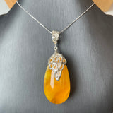 Amber Pendant 925 Sterling Silver Made in Eu Baltic Natural Gemstone 26g Gift