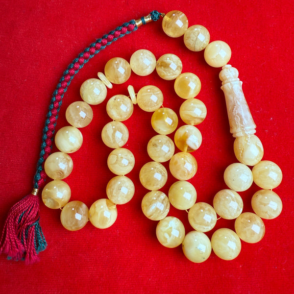 YELLOW WHITE AMBER MISBAHA 14.8mm 72.4g