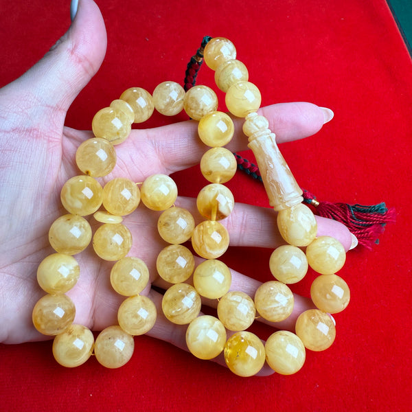 YELLOW WHITE AMBER MISBAHA 14.8mm 72.4g
