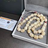 Handmade White Amber Misbaha 12x15mm 63.65g 33 beads LAB certificate