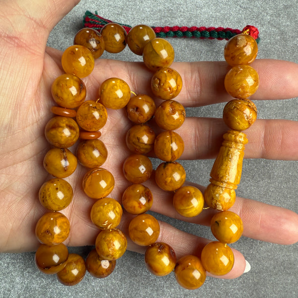 ANTIQ OLD AMBER MISBAHA 12.3mm 41.8g