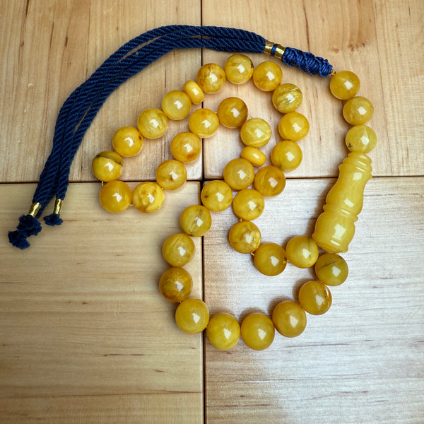 Handmade Antiq Amber Misbaha Tasbih Islamic Prayer Beads 12.1mm 42.5g