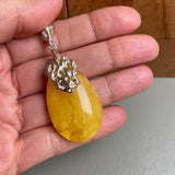 Natural Amber Pendant 925 Sterling Silver Made in Eu Baltic Gemstone 13g