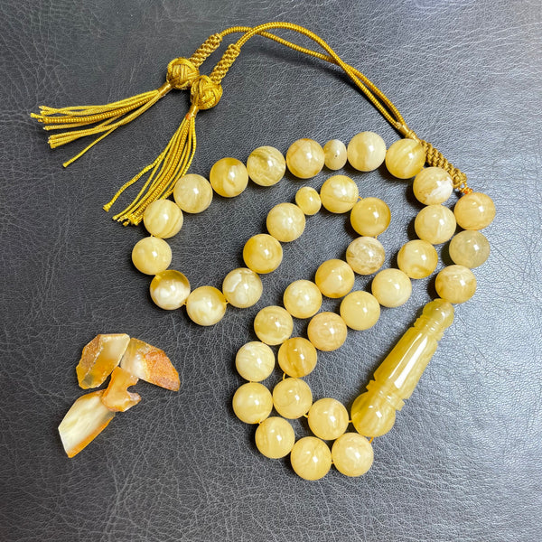 Luxury Natural Amber Misbaha Tasbih Islamic Prayer Beads 11.4mm 34.4g