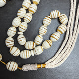 White Pressed Amber Misbaha Tasbih | 55g | 11.5×15mm |