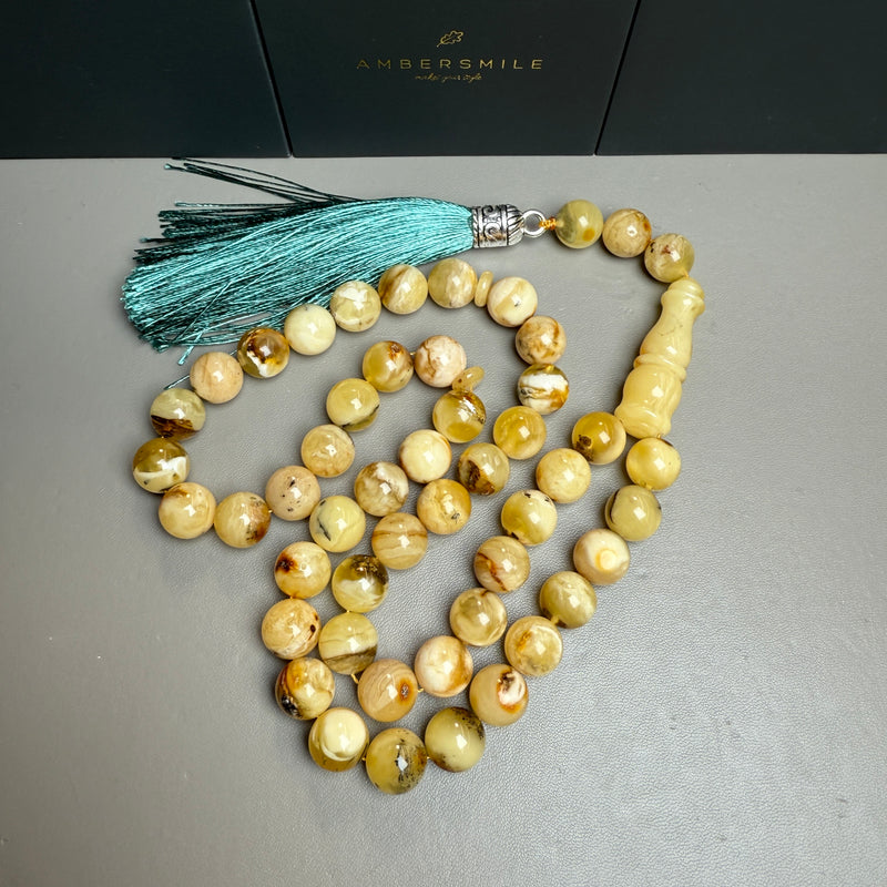 Handmade Oreo Amber Tasbih Misbaha Islamic Prayer Beads 11mm 44.6g