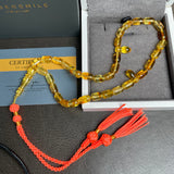 مسبحة صلاة إسلامية بلون العنبر الليموني، 6 × 10 مم، 10.9 غرام