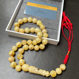 Handmade White Amber Misbaha Tasbih Islamic Prayer Beads 12.3mm 44.5g