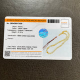 Handmade White Amber Misbaha 11mm 42.38g 45 beads LAB certificate