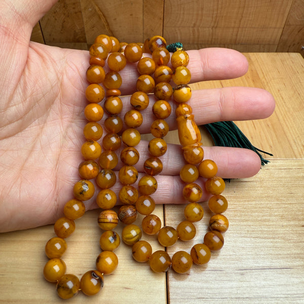 Handmade Antiq Amber Misbaha Tasbih Islamic Prayer Beads 8.7mm 29g