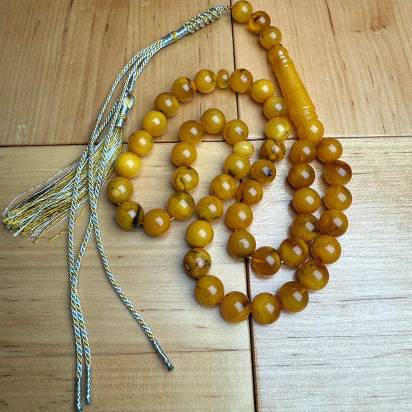 Handmade Antiq Amber Misbaha Tasbih Islamic Prayer Beads 9.7mm 30g