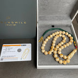 Handmade White Amber Misbaha 10mm 29.9g 45 beads LAB certificate