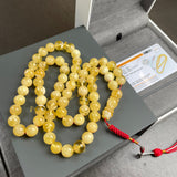 Handmade Yellow Amber Misbaha 10mm 48,2g 66 beads LAB certificate