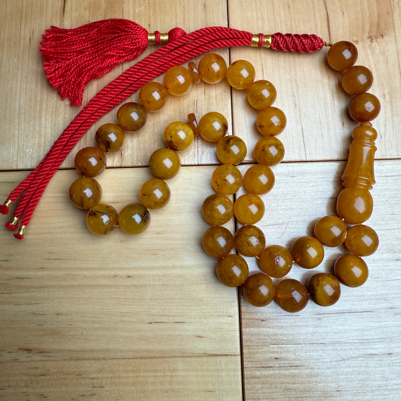 Handmade Antiq Amber Misbaha Tasbih Islamic Prayer Beads 12.5mm 46.5g
