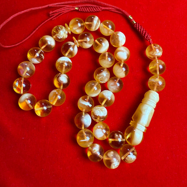 *EXCLUSIVE HONEY WHITE AMBER MISBAHA 12.7mm 49.5g
