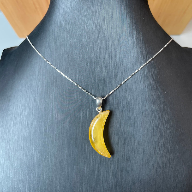 Natural Amber Pendant 925 Sterling Silver Made in Eu Baltic Gemstone 1.5g