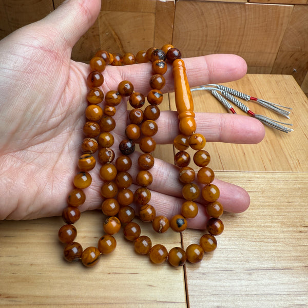 Handmade Antiq Amber Misbaha Tasbih Islamic Prayer Beads 8.6mm 29.5g