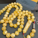 Honey White Amber Misbaha 66 Beads 11mm 60g