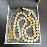 Handmade White Amber Misbaha | 10.7mm | 47.5g | 66 beads
