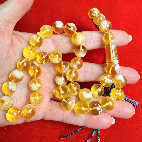 *EXCLUSIVE HONEY WHITE AMBER MISBAHA 11.3mm 33.5g