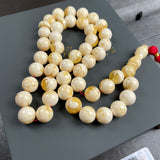 Handmade White Amber Misbaha 11mm 42.38g 45 beads LAB certificate