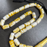 White Pressed Amber Style Misbaha Tasbih 30g | 8x13mm | 33 beads