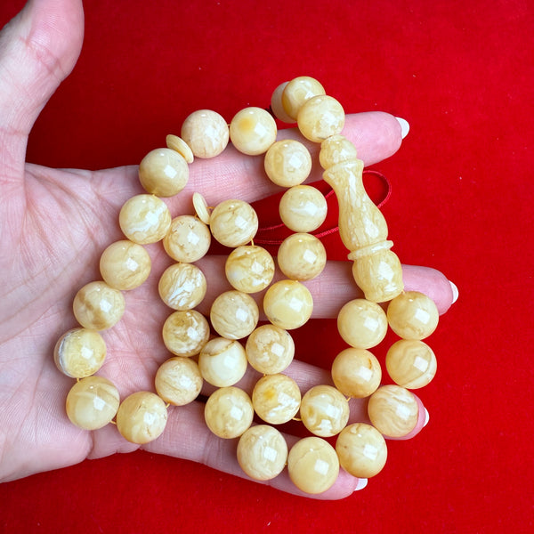 WHITE AMBER MISBAHA 13.1mm 50g