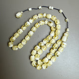 White Pressed Amber Style Misbaha Tasbih | 52.1g | 10×12mm | Islamic Prayer Beads