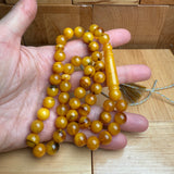 Handmade Antiq Amber Misbaha Tasbih Islamic Prayer Beads 9.7mm 30g