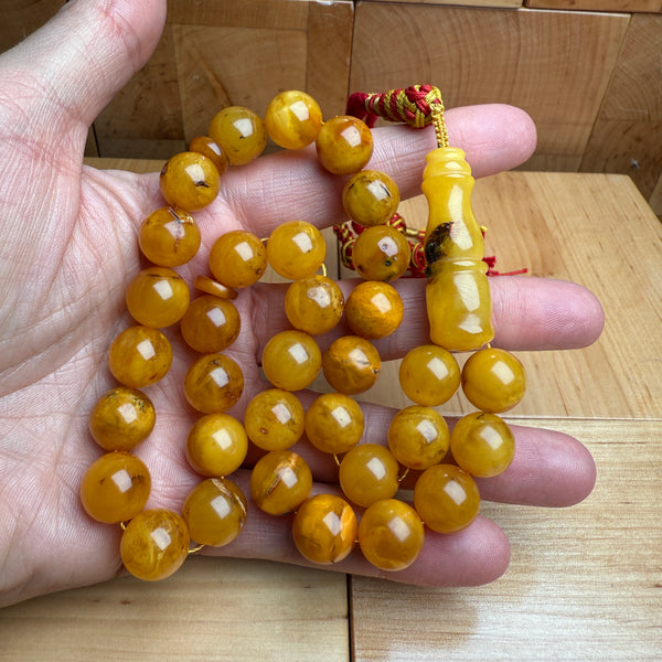 Handmade Antiq Amber Misbaha Tasbih Islamic Prayer Beads 11.7mm 39.5g