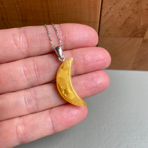 Natural Amber Pendant 925 Sterling Silver Made in Eu Baltic Gemstone 1.5g