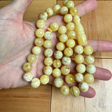 Handmade White Amber Misbaha Tasbih Islamic Prayer Beads 11.2mm 41g