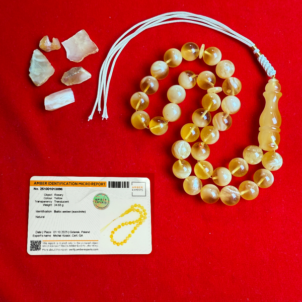 Premium Handmade Amber Tasbih Misbaha مسبحة Islamic Prayer Beads 11.5mm 34.7g