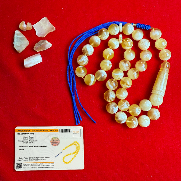 *EXCLUSIVE HONEY WHITE AMBER MISBAHA 11.6mm 38.5g