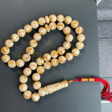 Handmade White Amber Misbaha 10mm 30.33g 45 beads LAB certificate