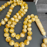 Handmade White Amber Misbaha 11mm 57.15g 66 beads LAB certificate