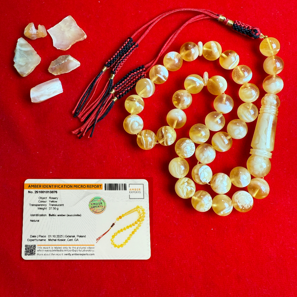 *EXCLUSIVE HONEY WHITE AMBER MISBAHA 11.5mm 37.5g