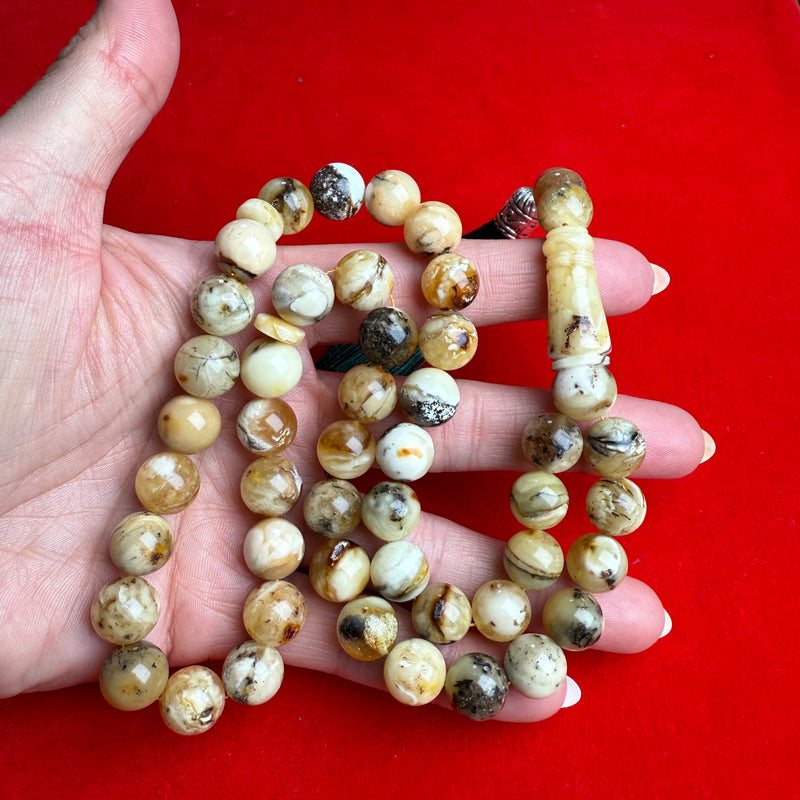 Oreo Yellow White Amber Misbaha Handmade 11mm 42.2g