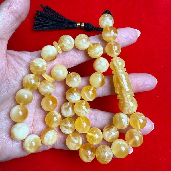 *EXCLUSIVE HONEY WHITE AMBER MISBAHA 12.2mm 45.5g