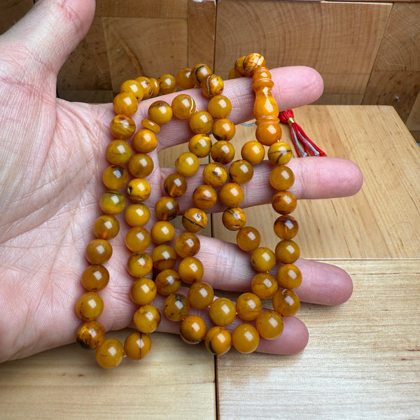 Handmade Antiq Amber Misbaha Tasbih Islamic Prayer Beads 8.8mm 27.5g