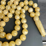 Handmade White Amber Misbaha 11.8mm 70.07g 66 beads LAB certificate
