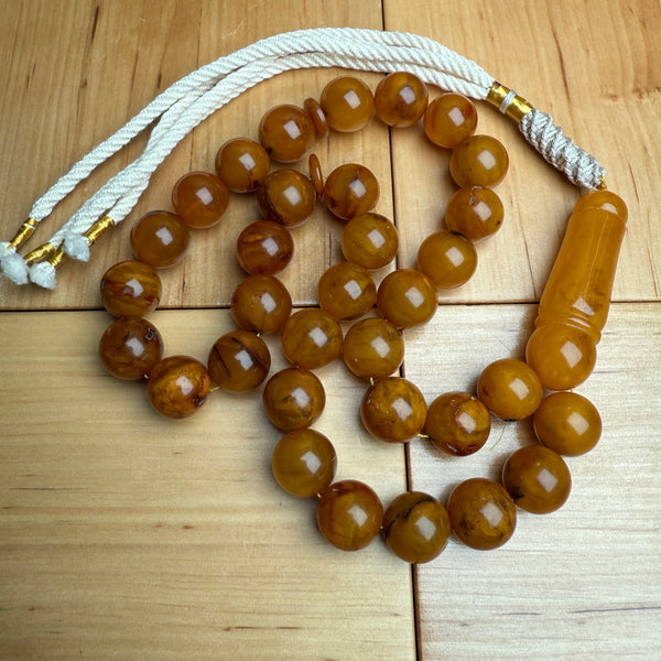 Handmade Antiq Amber Misbaha Tasbih Islamic Prayer Beads 13mm 47.5g